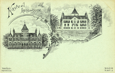 14031 Collage van gezichten van het kasteel Renswoude (Dorpsstraat 3-7) te Renswoude:- De voorgevel.- De achtergevel.